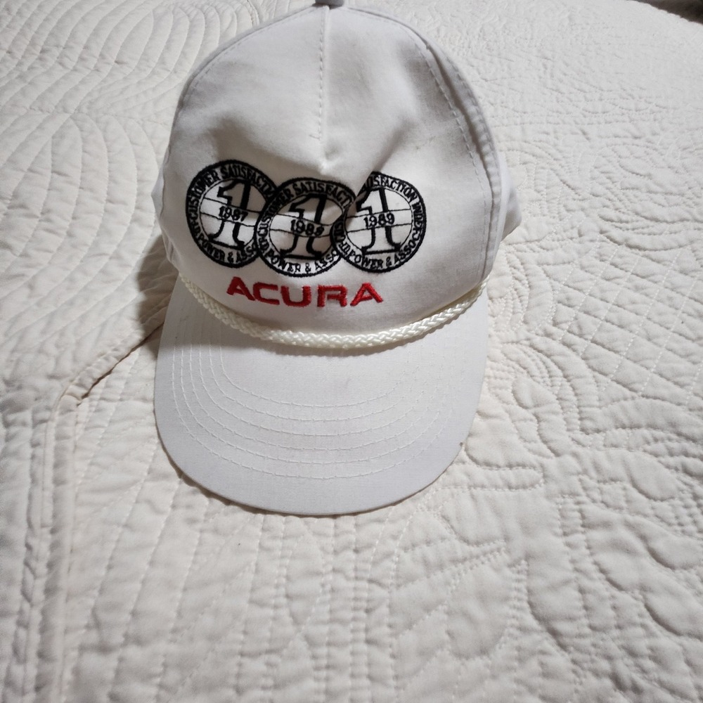 Vintage Acura JD Power Customer Satisfaction Hat 1987 1988 1989 White Snapback